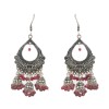 Oxidised Jhumkas with red beads