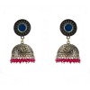 Oxidised jhumkas with pink beads