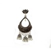 Oxidised jhumkas with white pearls