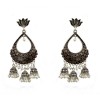 Oxidised jhumkas with white pearls