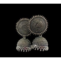 Oxidised classic metal jhumkas