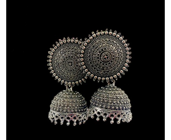 Oxidised classic metal jhumkas