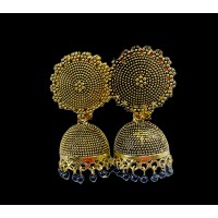 Oxidised classic gold metal jhumkas 