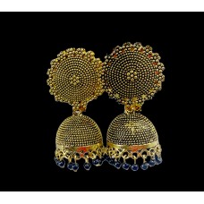 Oxidised classic gold metal jhumkas 