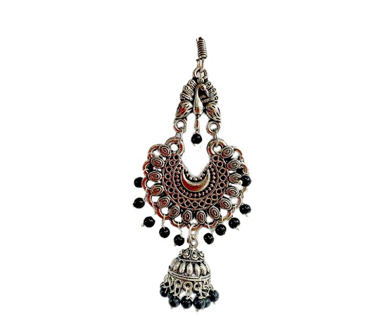 Oxidised Jhumkas with black beads