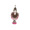 Oxidised jhumkas with pink beads