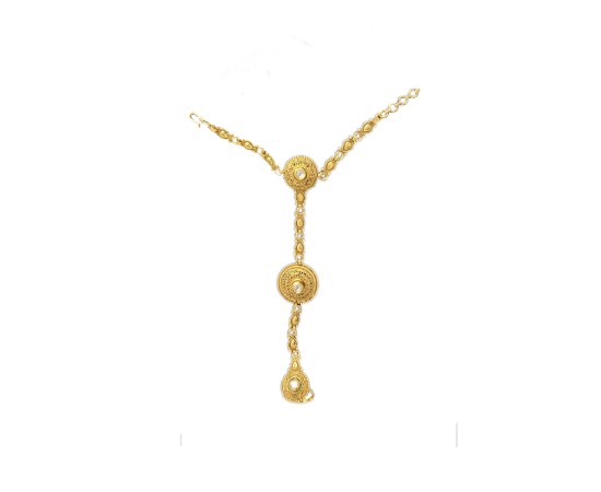 gold plated ring with bracelet and white stone