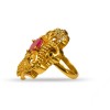 Gold Plated Ring With Peacock Design White And Pink Stone 