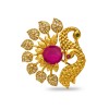 Gold Plated Ring With Peacock Design White And Pink Stone 