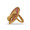 Gold Plated Ring With Peacock Design Pink Stone 