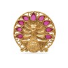 Gold Plated Ring With Peacock Design Pink Stone 