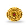 Gold Plated Ring With Beads And Pink Stone