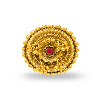 Gold Plated Ring With Beads And Pink Stone
