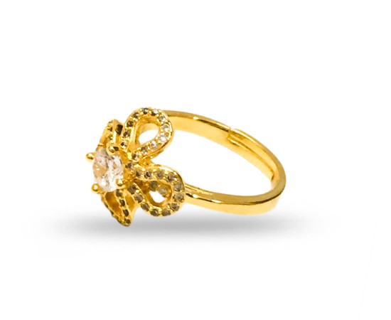 Gold Plated Ring With Flower Design