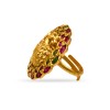 Gold Plated Ring With Peacock Design Red And Green Stone