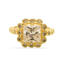 Gold Plated Ring With White Stone