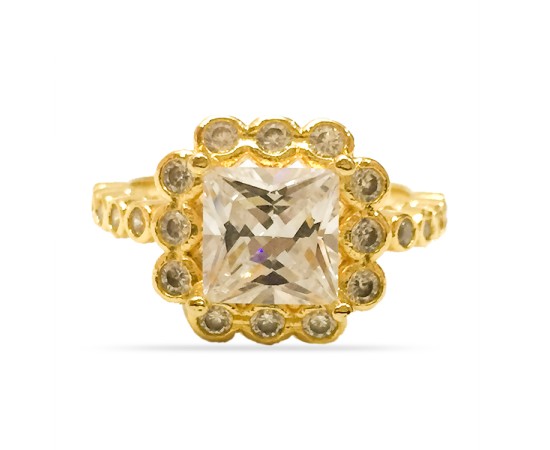 Gold Plated Ring With White Stone