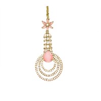 Maang Tikka With Light Pink And White Stone