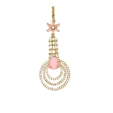 Maang Tikka With Light Pink And White Stone
