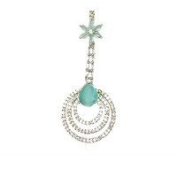 Maang Tikka With Light Green And White Stone