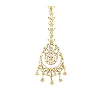 Gold Plated Maang Tikka With White Stones