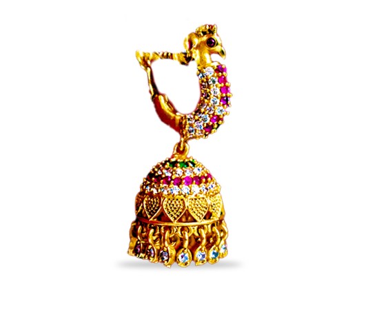 Jhumkas with ruby Stone And peacock Model
