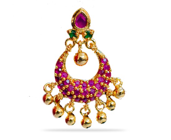 Jhumkas with pink stone and beads