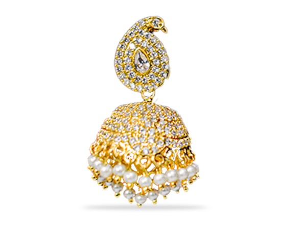 Jhumkas with white pearls