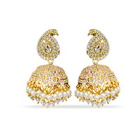 Jhumkas with white pearls
