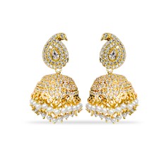 Jhumkas with white pearls