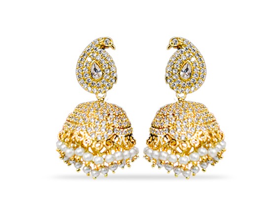 Jhumkas with white pearls
