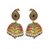 Jhumkas with Red and Green Stone