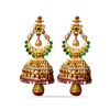 Jhumkas with red green and white stone