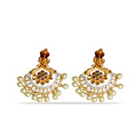 Jhumkas with white stone and pearls