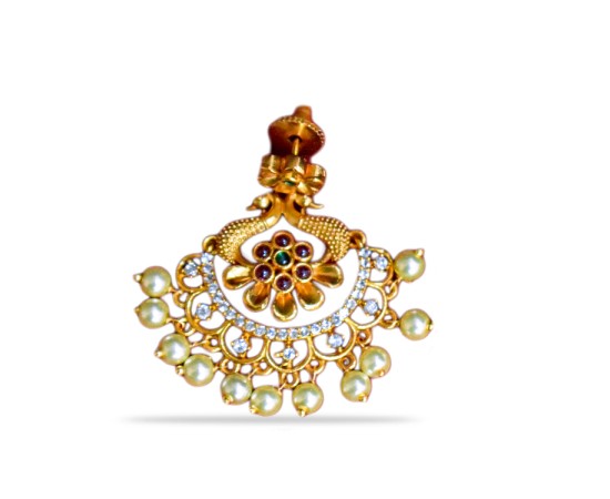 Jhumkas with white stone and pearls