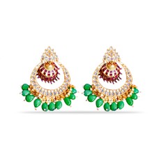  Drop Chandbali with Emerald and Ruby stone