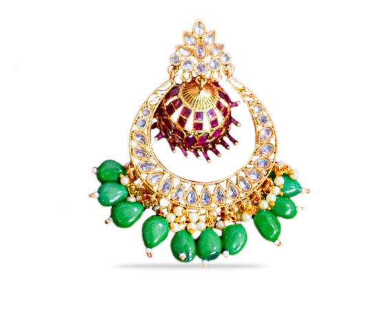  Drop Chandbali with Emerald and Ruby stone