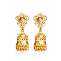 Jhumkas with Golden Beads