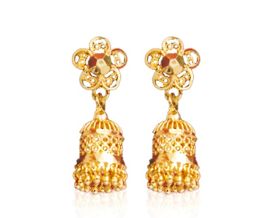 Jhumkas with Golden Beads
