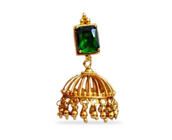 Jhumka with Green Stone