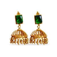 Jhumka with Green Stone