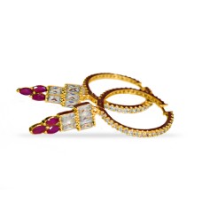 Drop with pink and Diamond stone