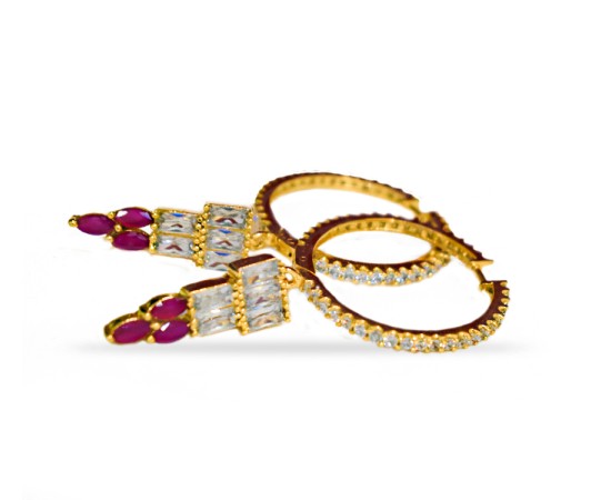 Drop with pink and Diamond stone