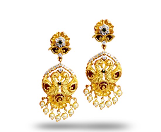 Gold plated drops peacock model and beads