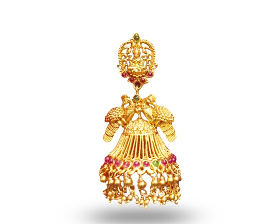 Jhumkas with Red and Green Stone and Umbrella model