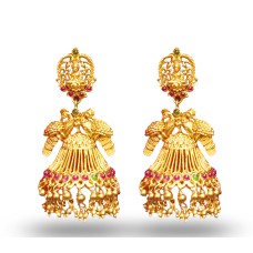 Jhumkas with Red and Green Stone and Umbrella model