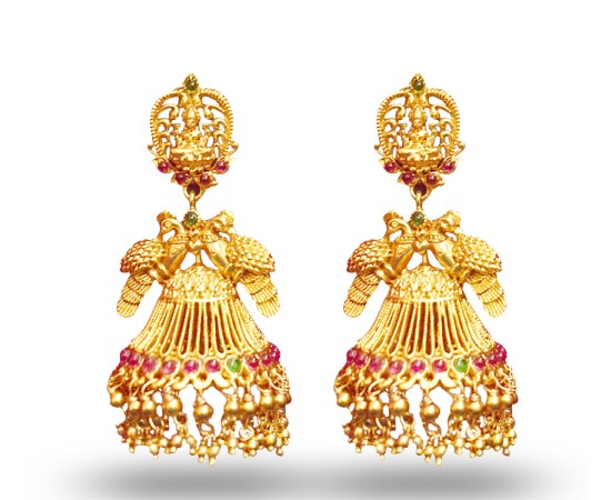 Jhumkas with Red and Green Stone and Umbrella model