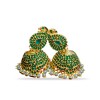 Jhumkas with green and white pearls