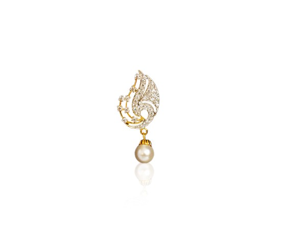 Drop with white stone and white pearls