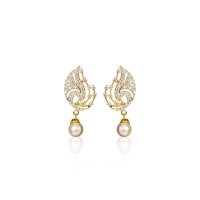 Drop with white stone and white pearls